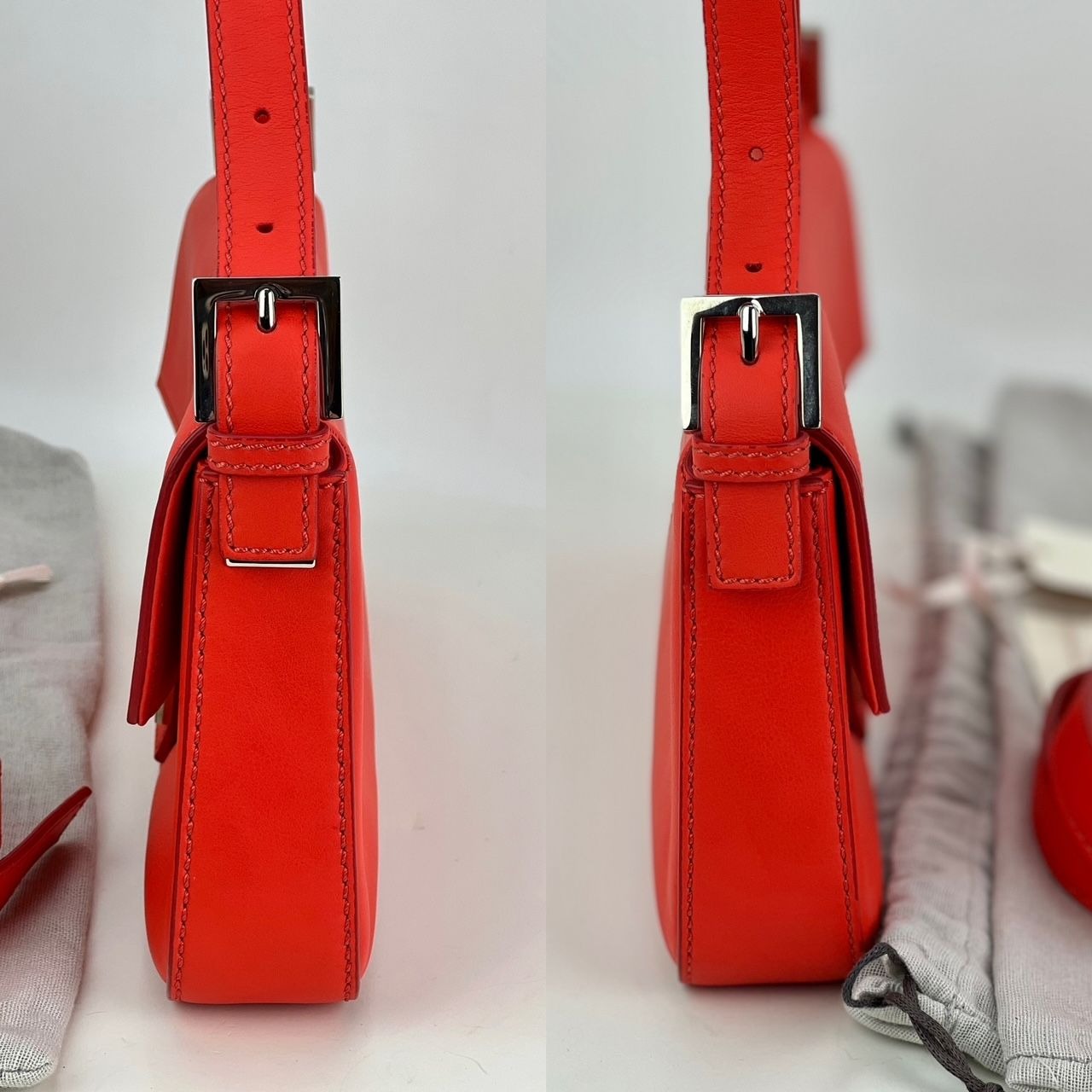 Fendi Vitello Baguette Papavero Shoulder Crossbody Hand Bag
