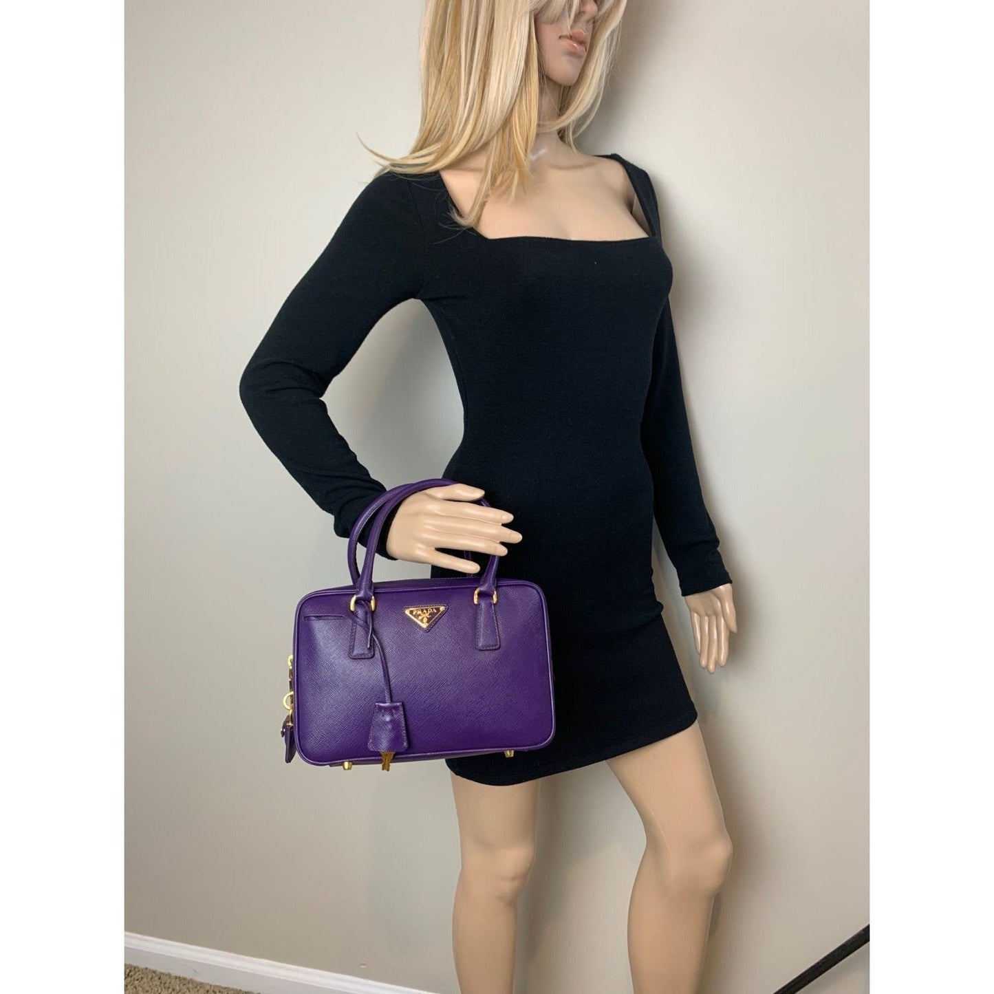 Prada Saffiano Leather Lux Small Top Handle Viola Purple Handbag