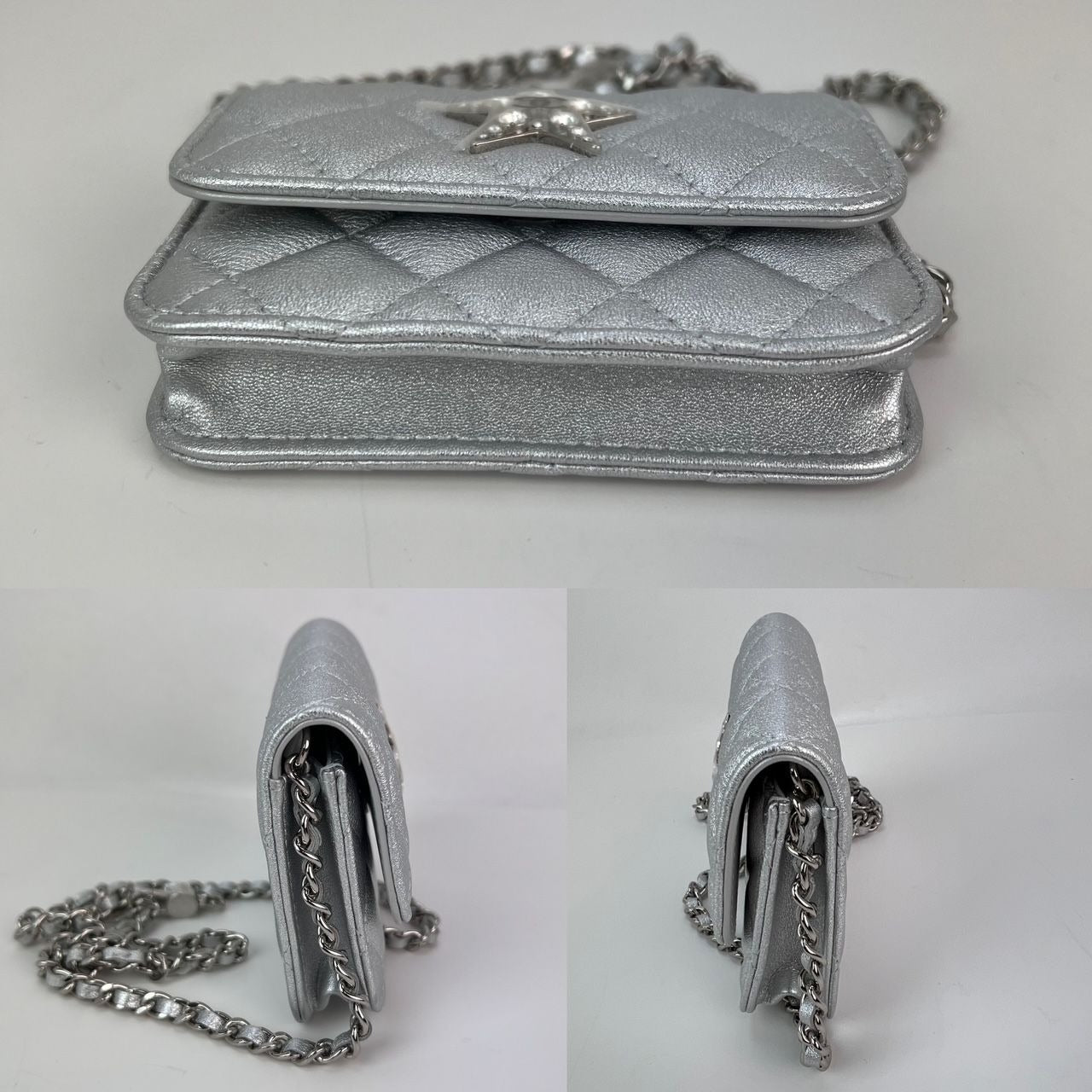 Chanel Metallic Goatskin Quilted Star Flap Waist Belt Shoulder Bag