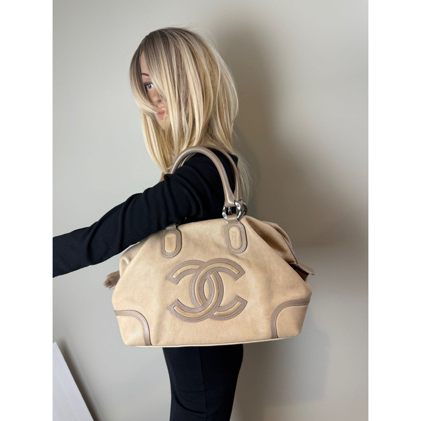 Chanel Washed Beige Calfskin Tote Bag