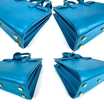 Saint Laurent Sac De Jour Blue Leather Crossbody Hand Bag