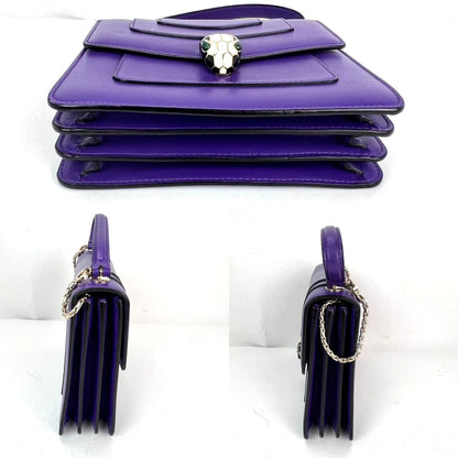 Bvlgari Calfskin Serpenti Forever Purple Top Handle Crossbody Bag
