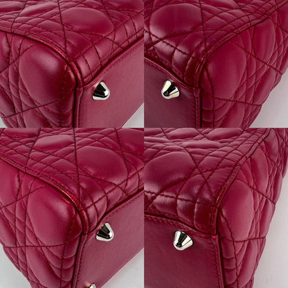 Christian Dior Lambskin Cannage Large Red Lady Dior Shoulder Bag